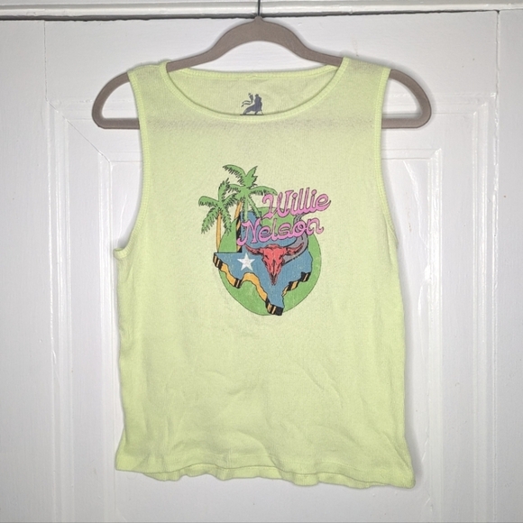 Willie Nelson Ribbed Green Tank Top Woman's Large - Picture 1 of 3
